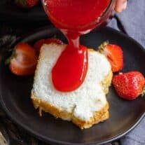 Strawberry Coulis on cake