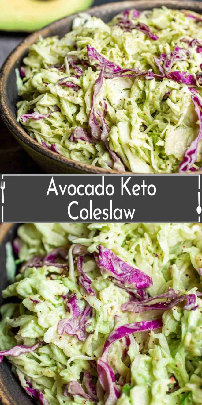 pinterest image of Avocado Keto Coleslaw