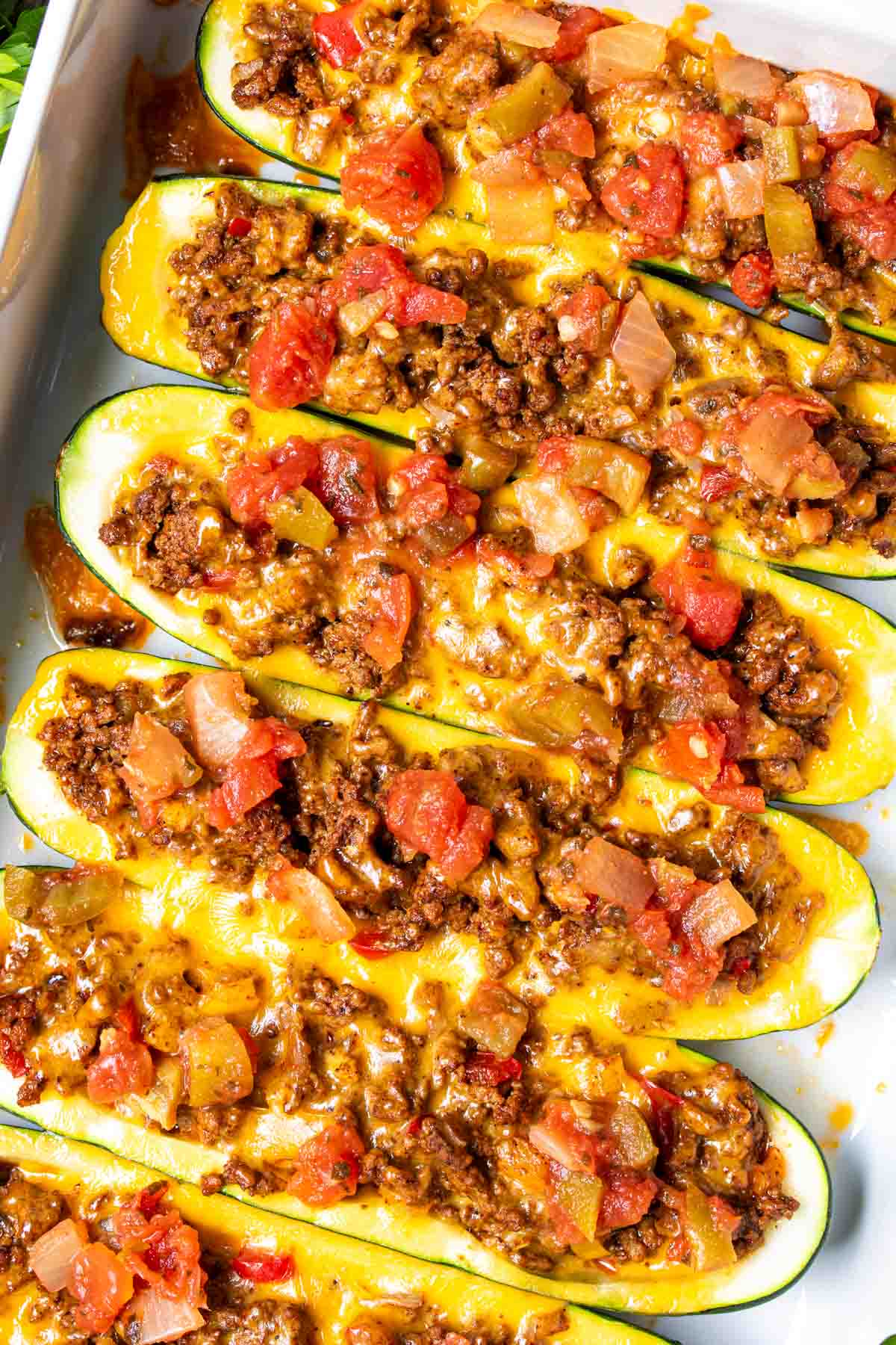 Taco Zucchini Boats with ground beef