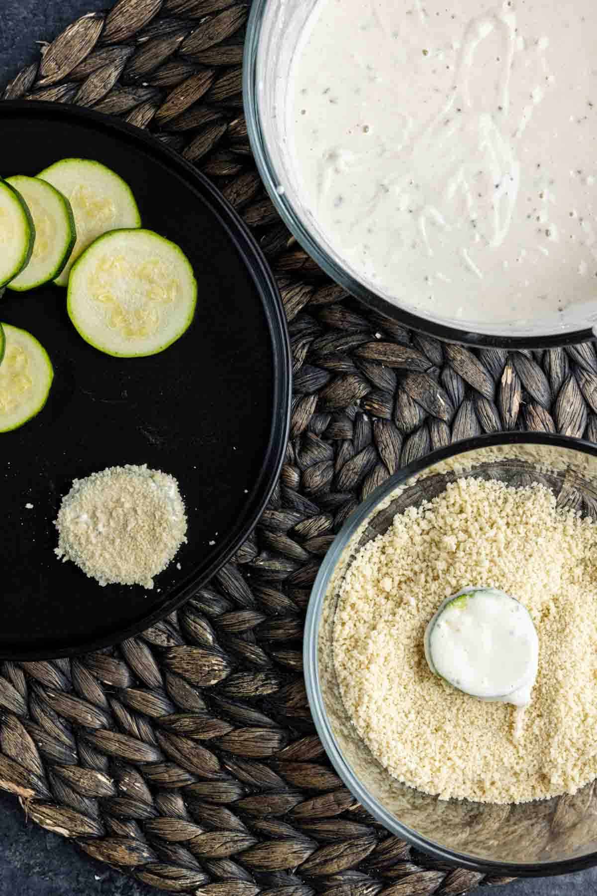 how to dip Zucchini Fritte into batter