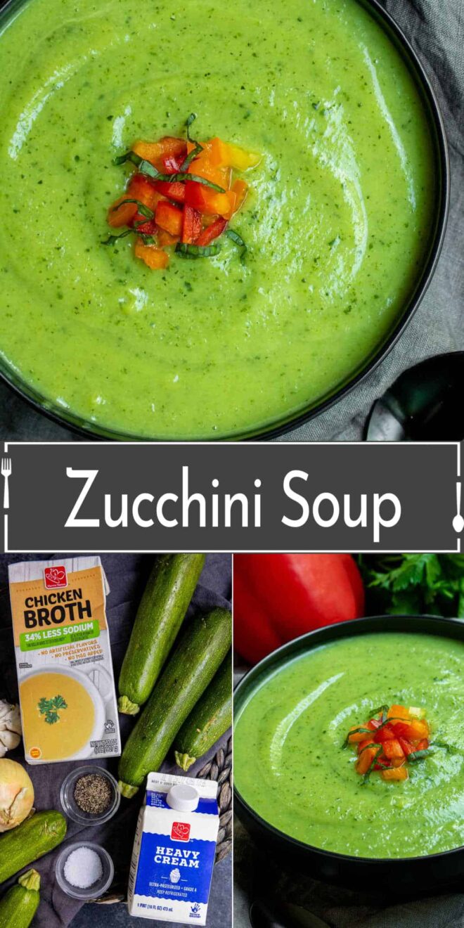 pinterest image of how to make Zucchini Soup