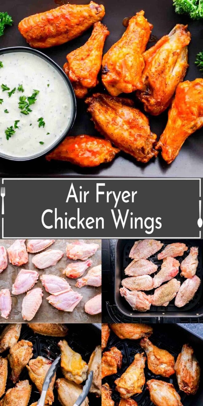 pinterest image of how to make Air fryer chicken wings