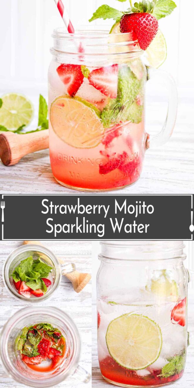 Strawberry mojito mocktail sparkling water.