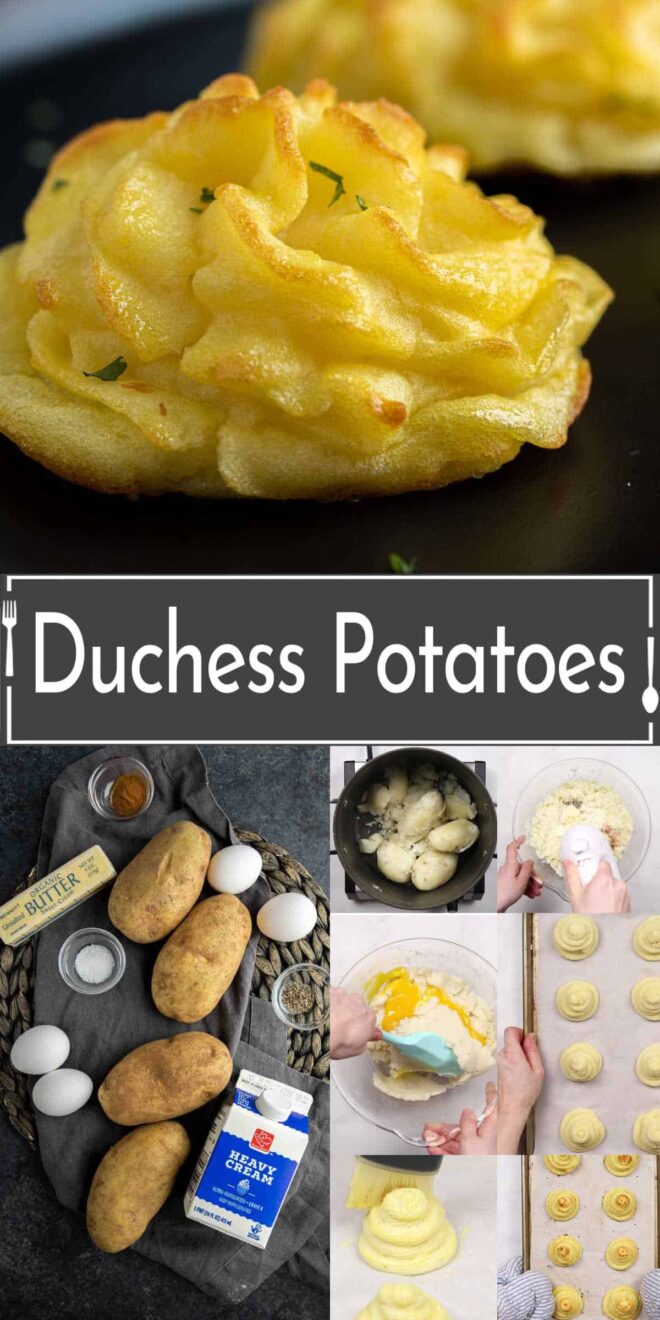 pinterest image of How to make duchess potatoes.