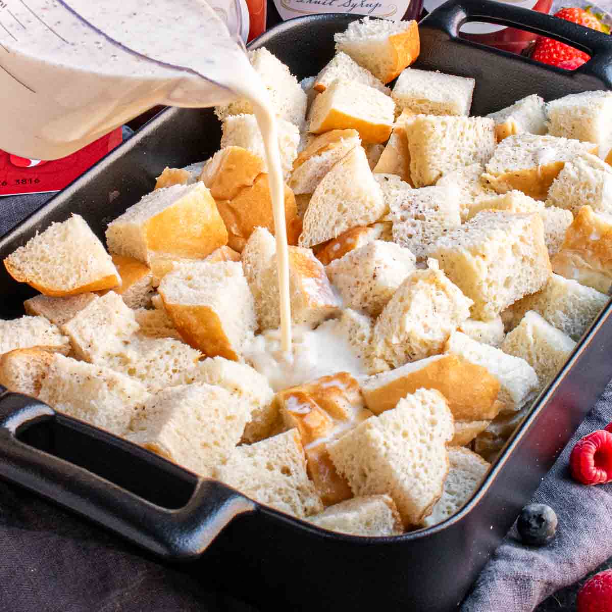 A dish of Overnight French Toast Bake in a pan.
