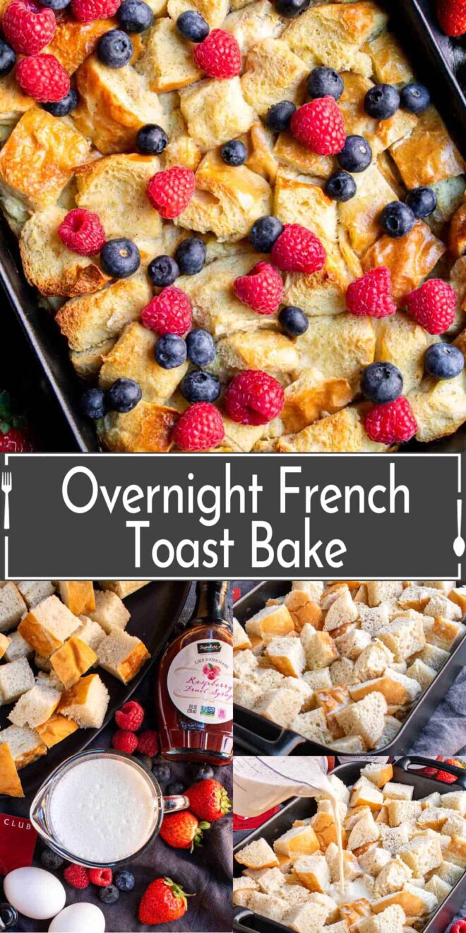 pinterest image of Overnight french toast bake.
