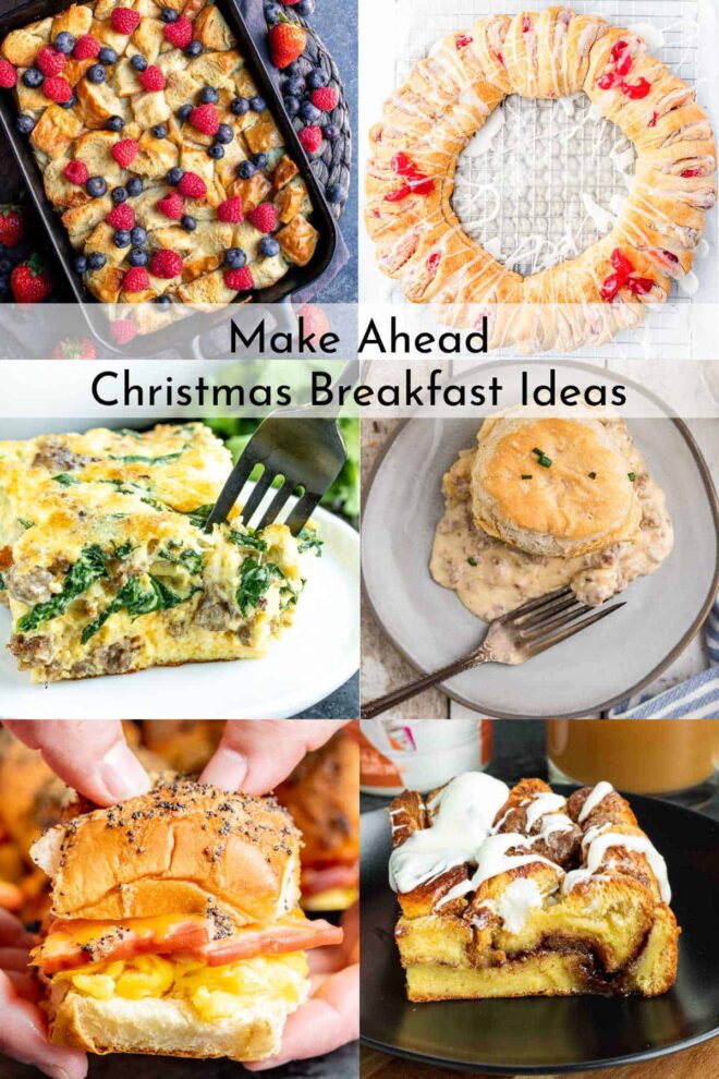 pinterest collage of Make ahead christmas breakfast ideas.