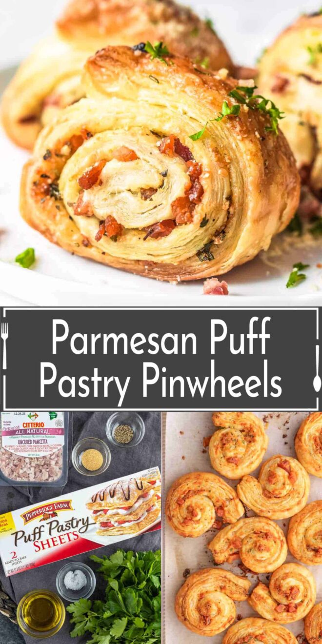 Parmesan puff pastry pinwheels.