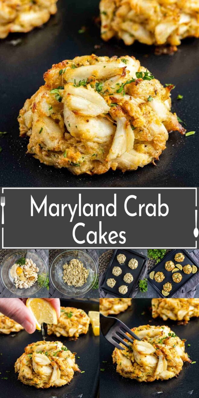 pinterest collage of how to make Maryland crab cakes