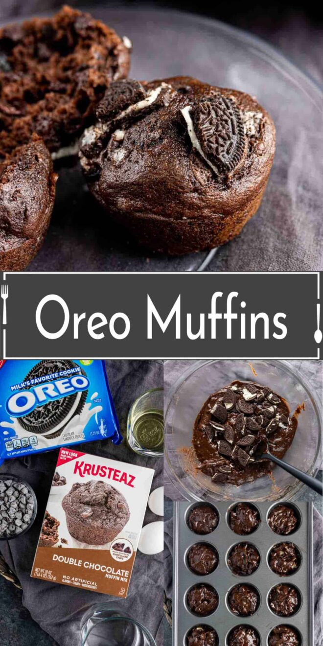 Oreo muffins with chocolate and oreos.