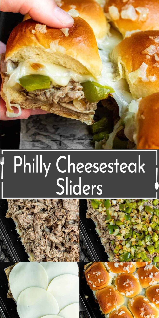 pinterest collage of how to make Philly Cheesesteak Sliders