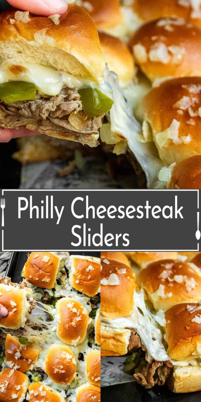 pinterest collage of Philly Cheesesteak Sliders