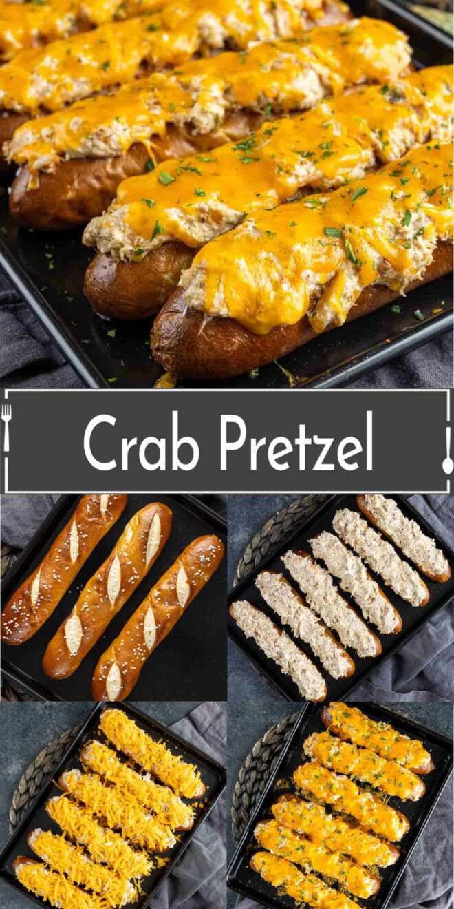 A pinterest collage of Crab Pretzel