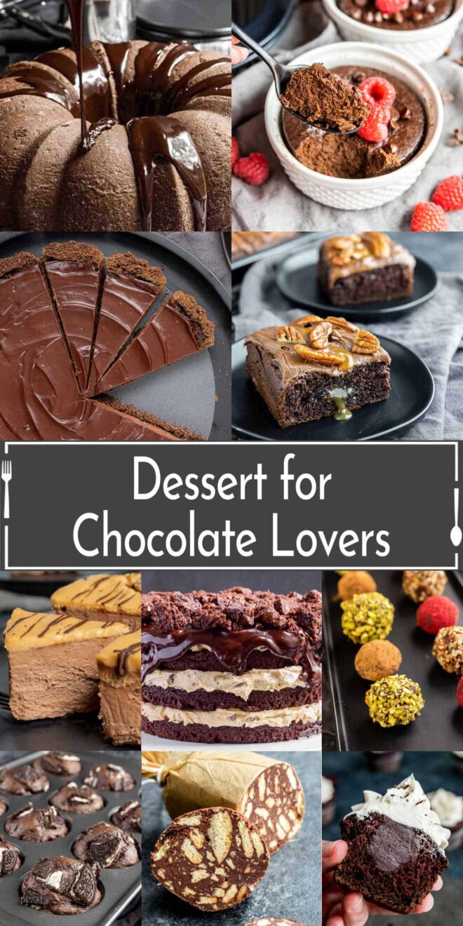 labeled collage with Dessert for chocolate lovers recipes