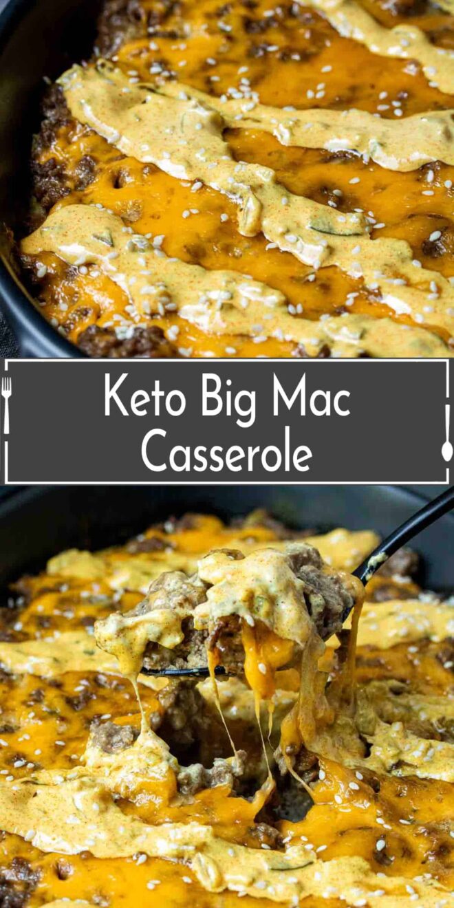 pinterest collage of Keto Big Mac Casserole