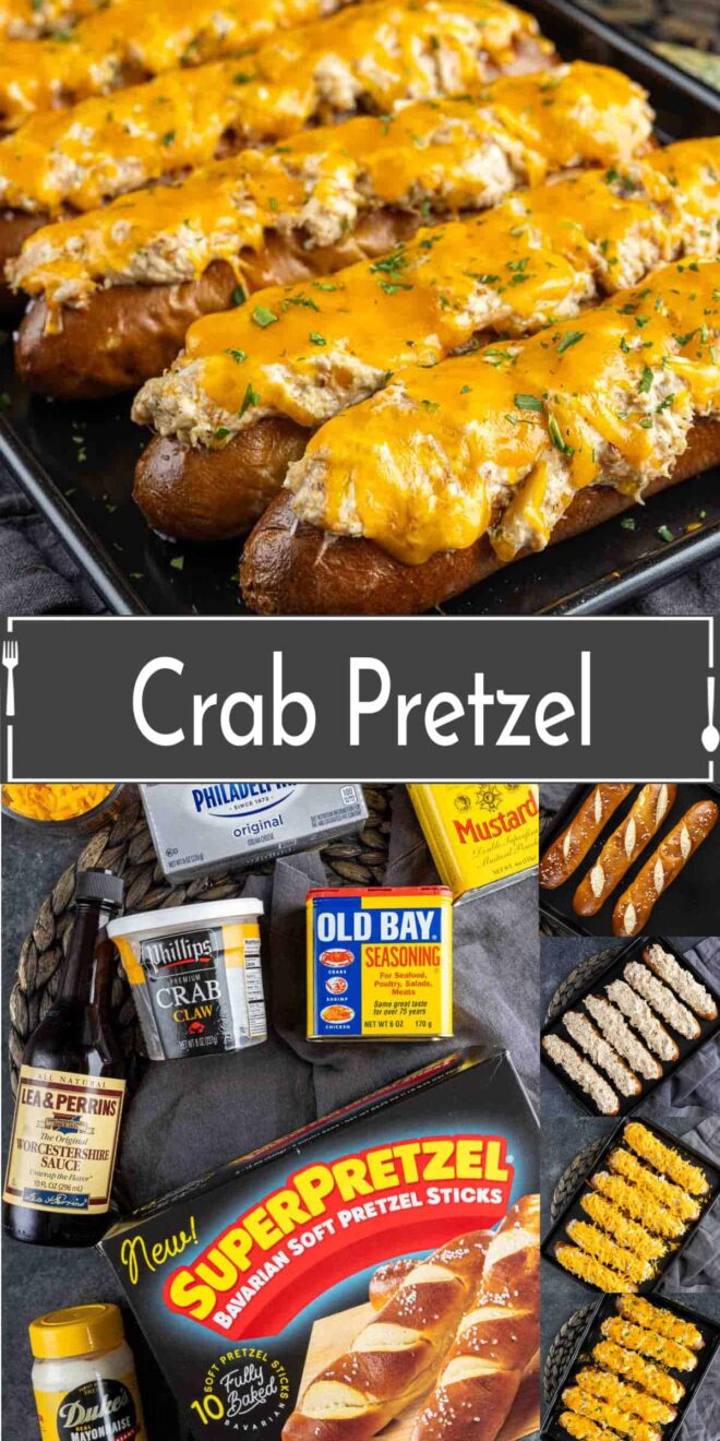 pinterest collage of how to make Crab Pretzel