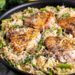 A skillet meal with Parmesan Chicken Orzo