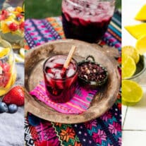 Collage of three fruity Mexican-inspired Mixed Drinks