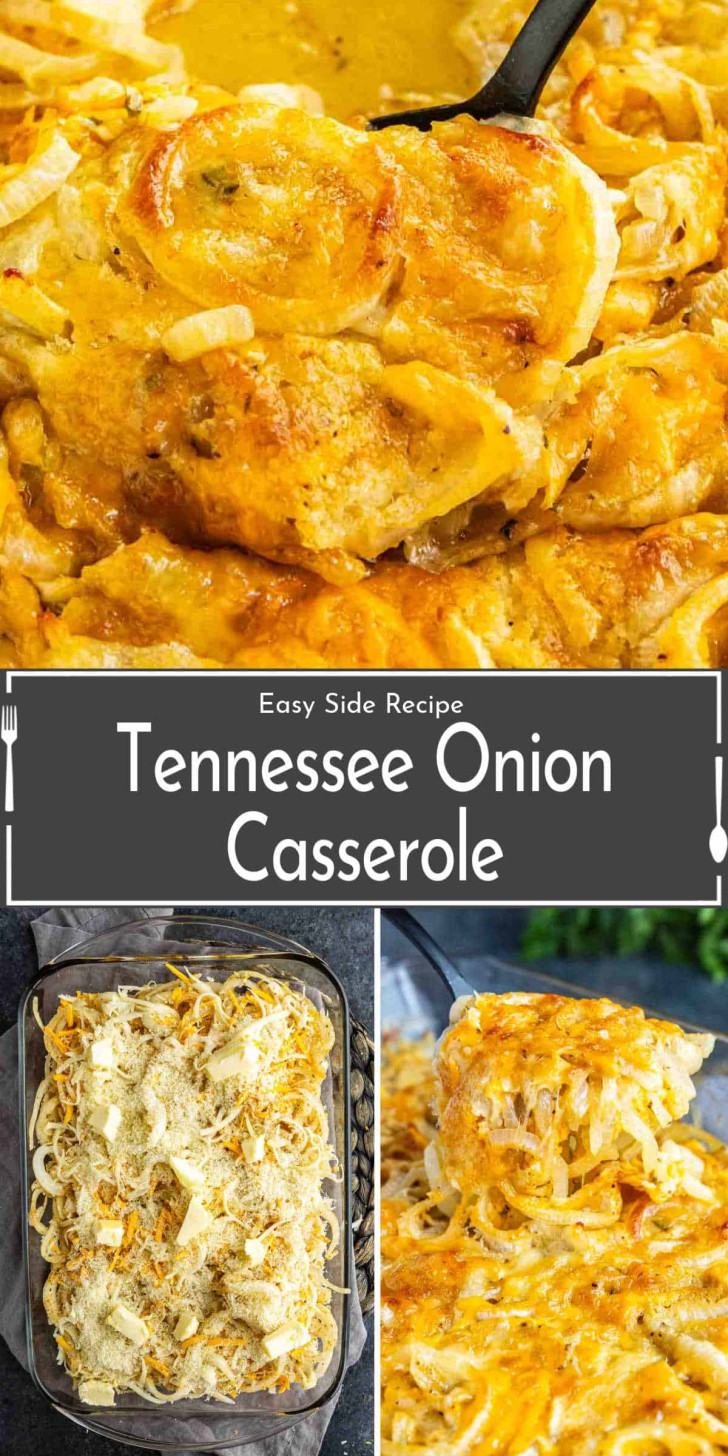 Tennessee Onion Casserole with sliced onions, melted cheese, and a crispy topping.